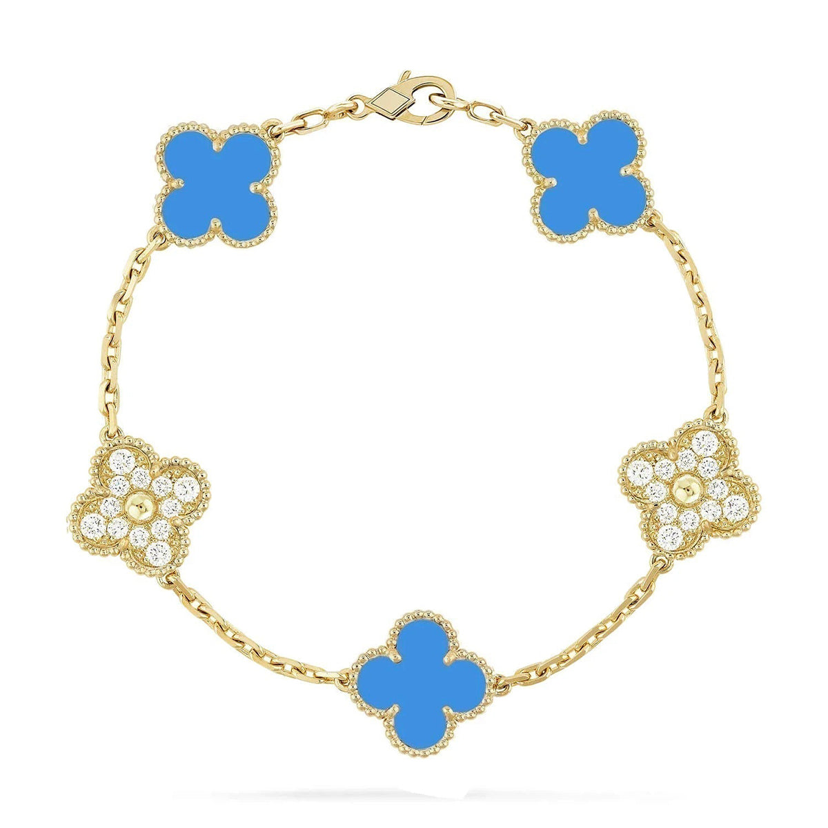 [Panda Jewelry] CLOVER 5 MOTIF BLUE AGATE BRACELET COLLECTION