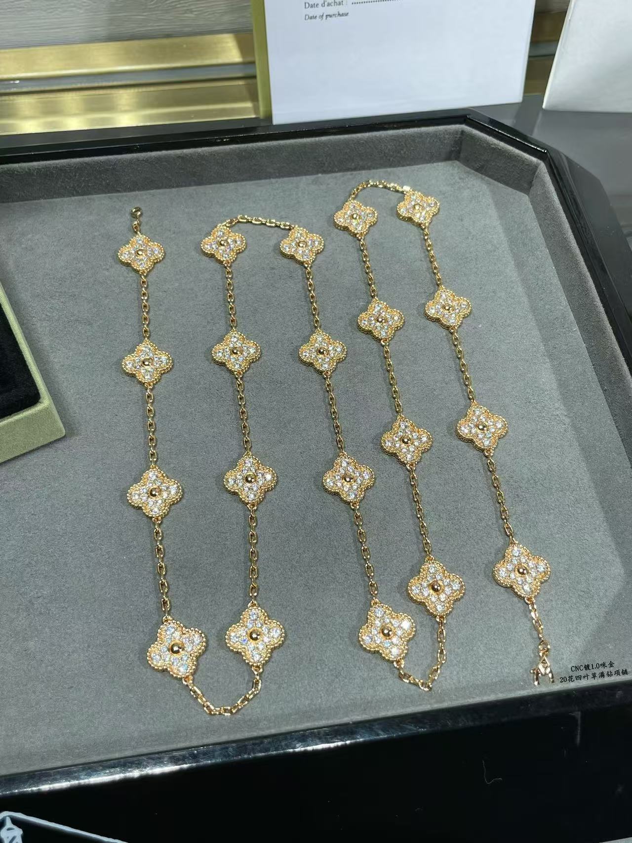 [Panda Jewelry]CLOVER 20 MOTIFS FULL-DIAMOND NECKLACE