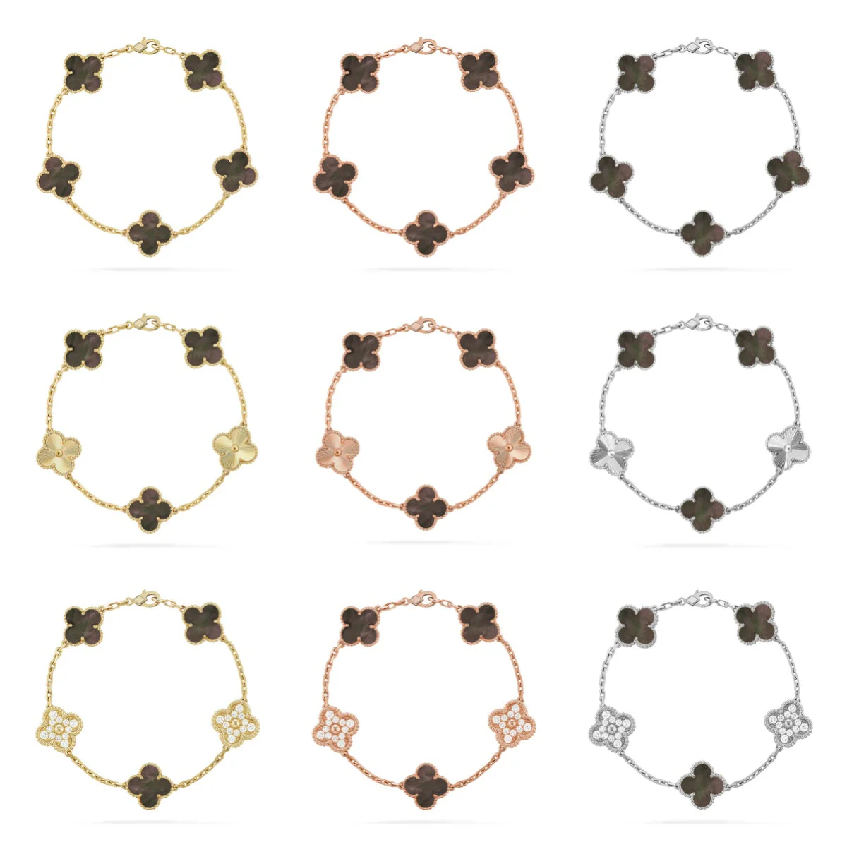 [Panda Jewelry] CLOVER 5 MOTIF GRAY MOP BRACELET COLLECTION