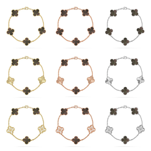 [Panda Jewelry] CLOVER 5 MOTIF GRAY MOP BRACELET COLLECTION