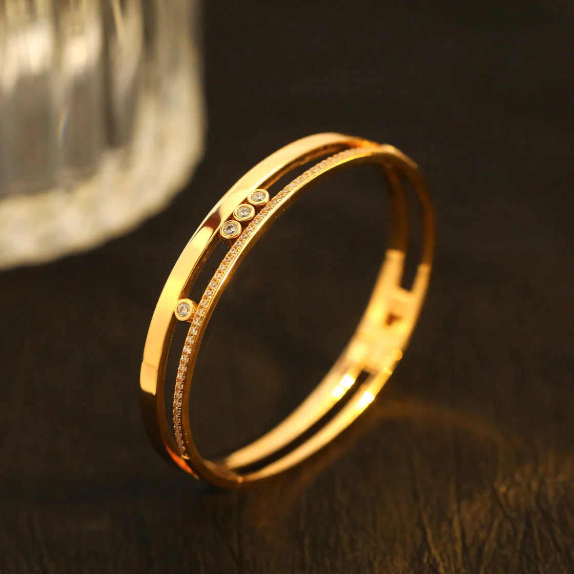 [Panda Jewelry]Move Romane Diamond Bangle Bracelet