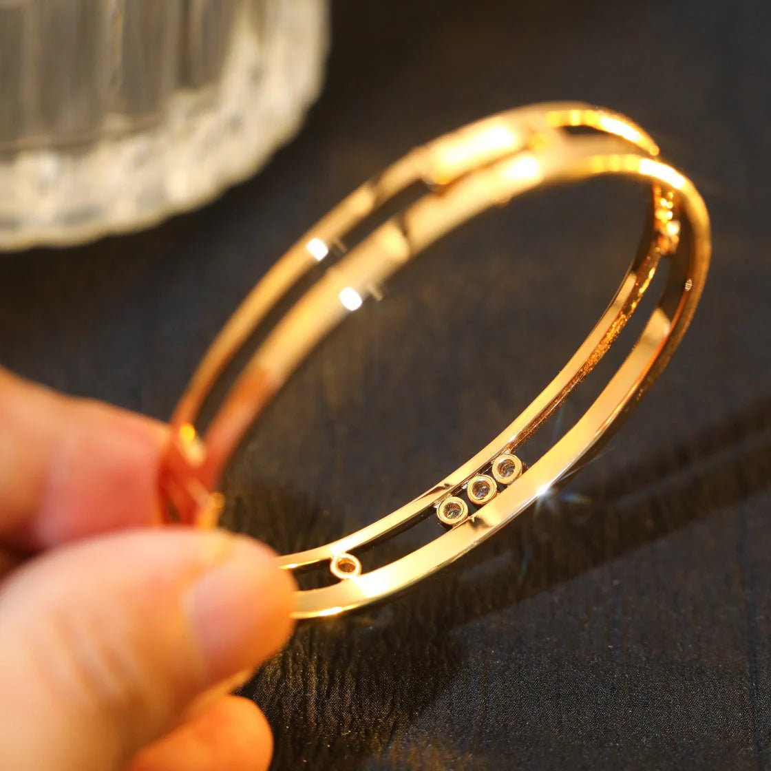 [Panda Jewelry]Move Romane Diamond Bangle Bracelet