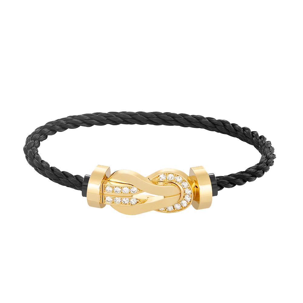 [Panda Jewelry]CHANCE LARGE 8 FIGURE BUCKLE HALF DIAMOND BRACELET GOLD