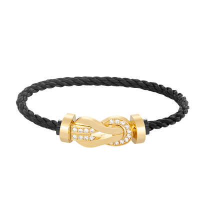 [Panda Jewelry]CHANCE LARGE 8 FIGURE BUCKLE HALF DIAMOND BRACELET GOLD
