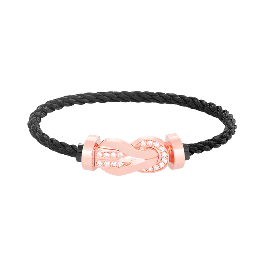 [Panda Jewelry]CHANCE LARGE 8 FIGURE BUCKLE HALF DIAMOND BRACELET ROSE GOLD