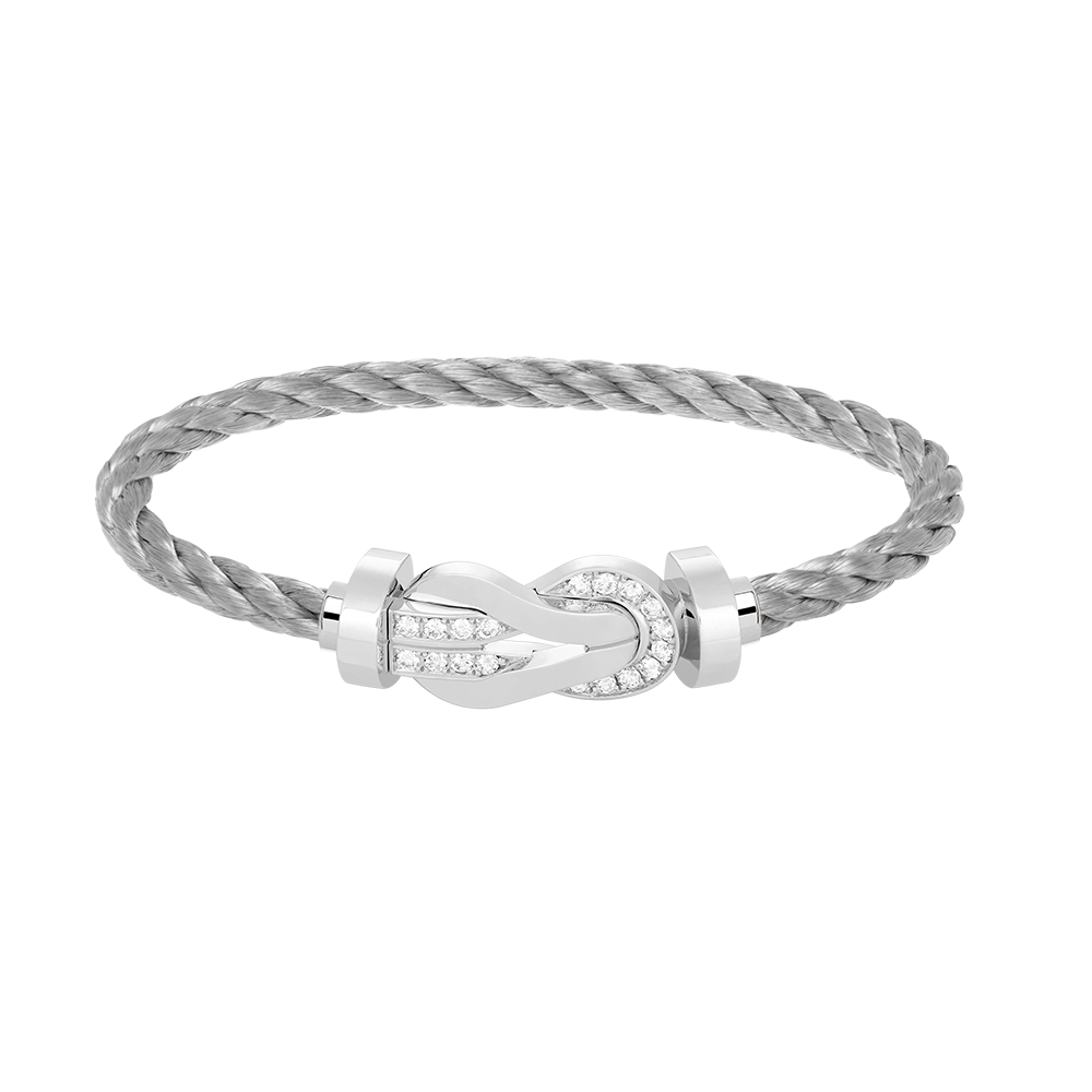 [Panda Jewelry]CHANCE LARGE 8 FIGURE BUCKLE HALF DIAMOND BRACELET SILVER