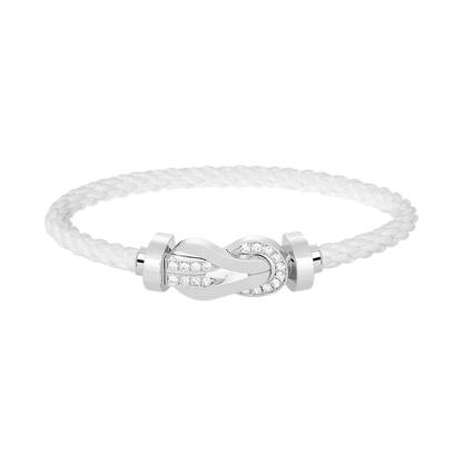 [Panda Jewelry]CHANCE LARGE 8 FIGURE BUCKLE HALF DIAMOND BRACELET SILVER