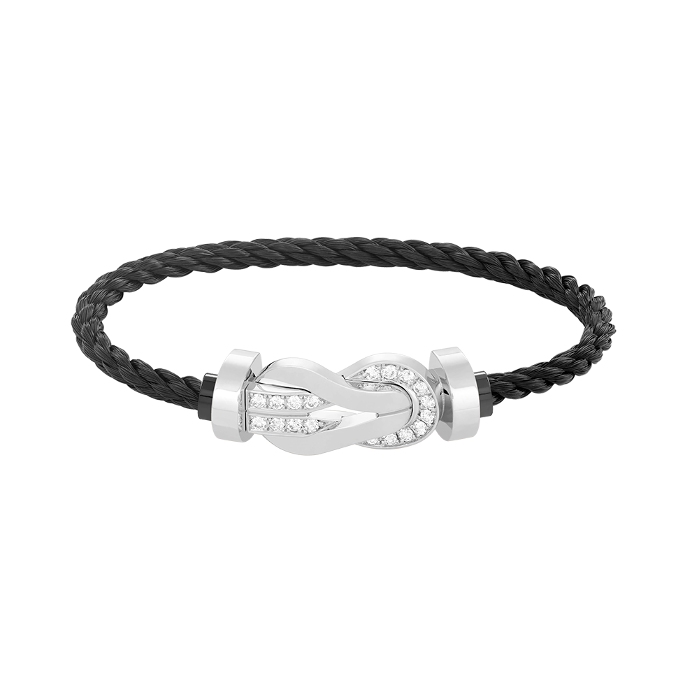 [Panda Jewelry]CHANCE LARGE 8 FIGURE BUCKLE HALF DIAMOND BRACELET SILVER
