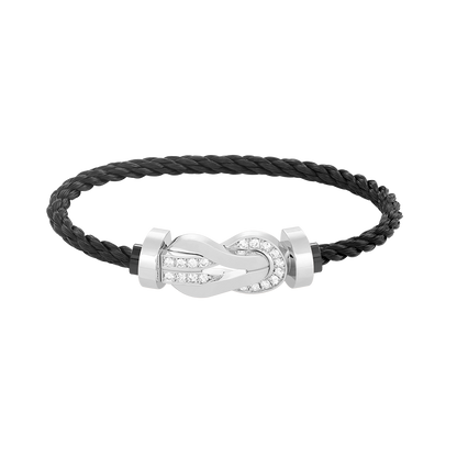 [Panda Jewelry]CHANCE LARGE 8 FIGURE BUCKLE HALF DIAMOND BRACELET SILVER