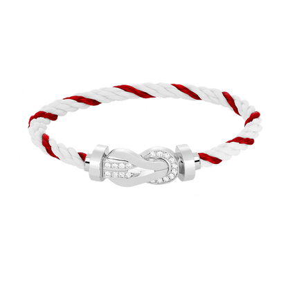 [Panda Jewelry]CHANCE LARGE 8 FIGURE BUCKLE HALF DIAMOND BRACELET SILVER