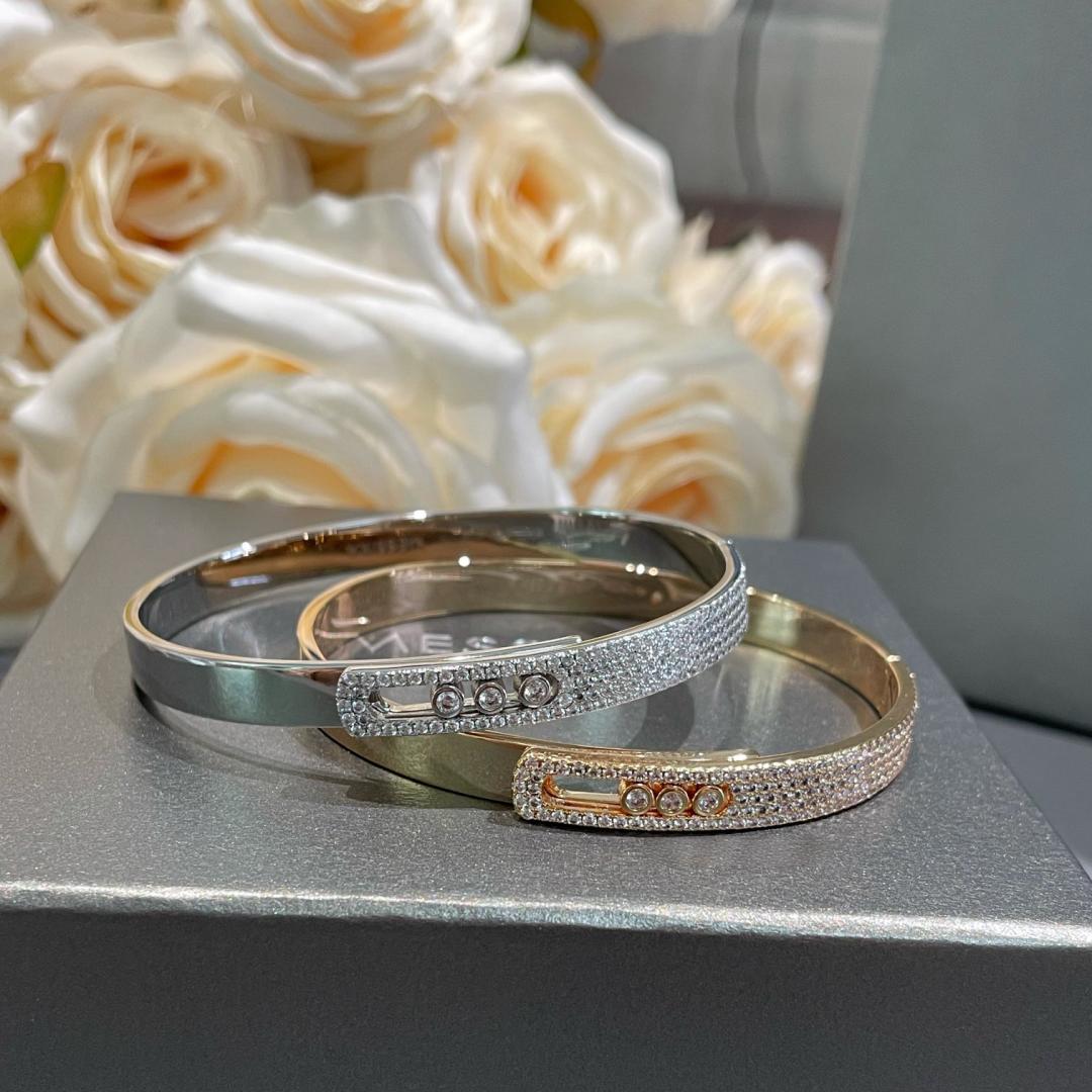 [Panda Jewelry]Move Noa Rose Gold Pav茅 Diamond Bangle Bracelet
