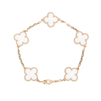[Panda Jewelry]CLOVER 5 MOTIF ROCK CRYSTAL BRACELET