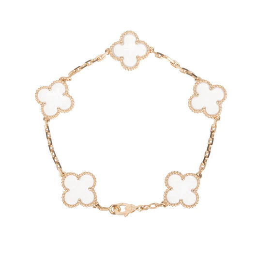 [Panda Jewelry]CLOVER 5 MOTIF ROCK CRYSTAL BRACELET