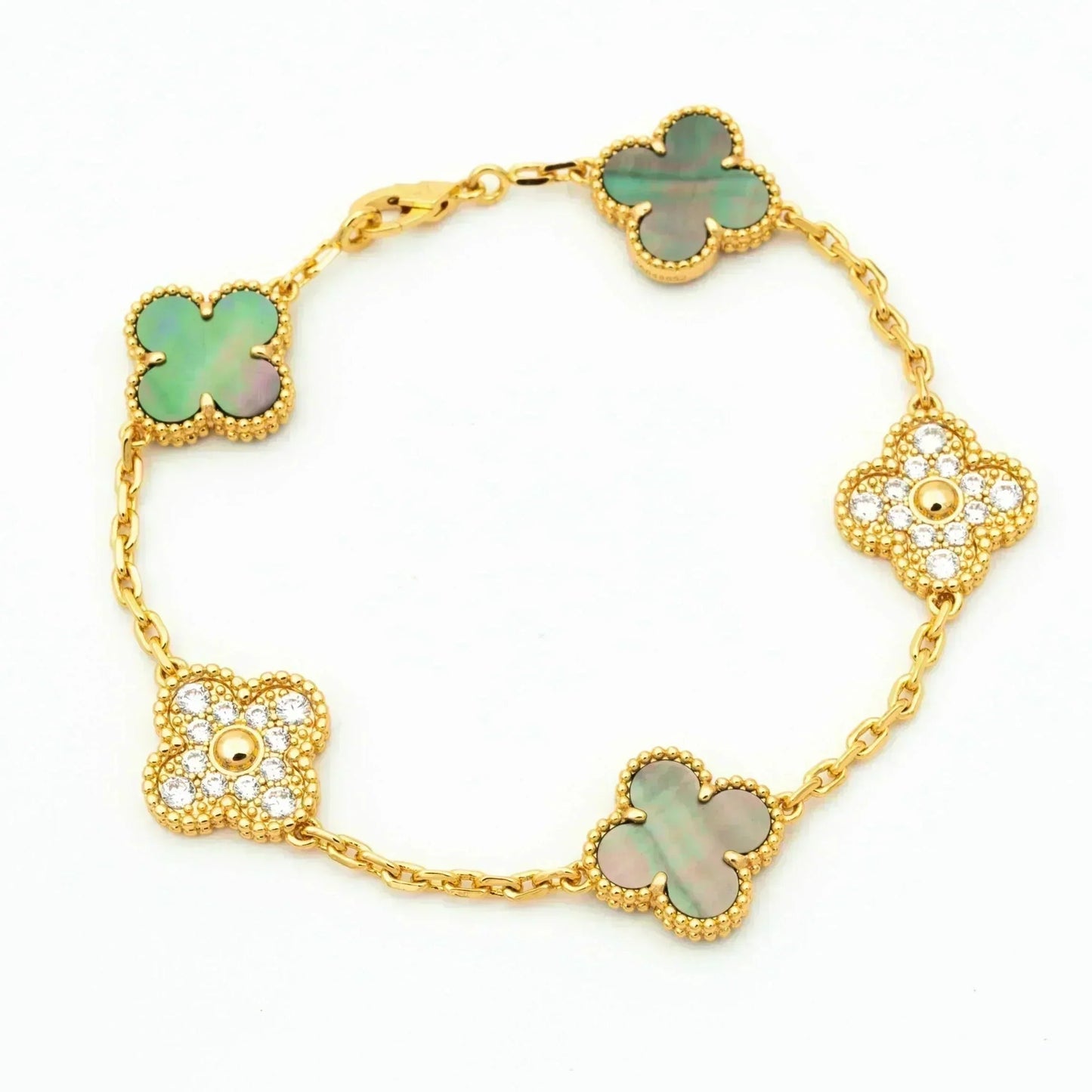 [Panda Jewelry] CLOVER 5 MOTIF GRAY MOP BRACELET COLLECTION