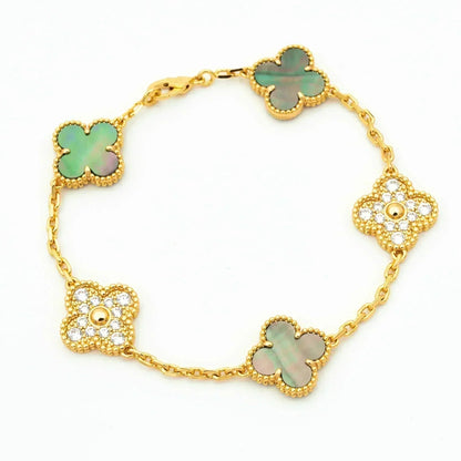 [Panda Jewelry] CLOVER 5 MOTIF GRAY MOP BRACELET COLLECTION