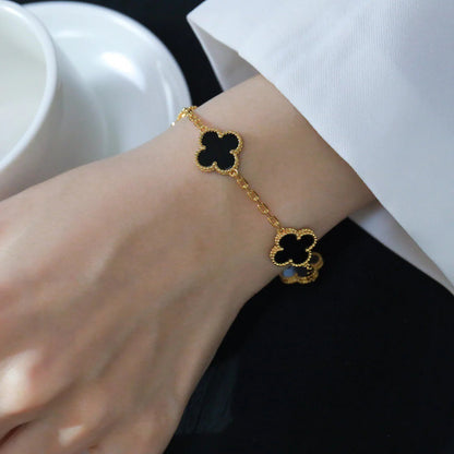 [Panda Jewelry] CLOVER 5 MOTIF ONYXS BRACELET COLLECTION