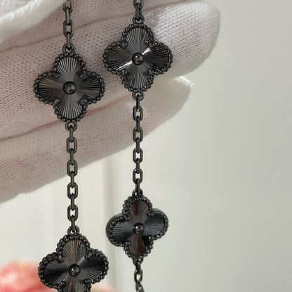 [Panda Jewelry]CLOVER 5 MOTIF BLACK BRACELET