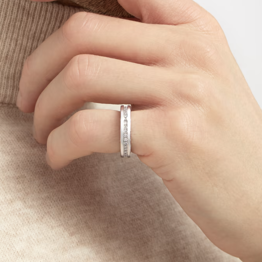 [Panda Jewelry]ZERO 1 ONE-BAND PAVED DIAMONDS ON THE SPIRAL RING