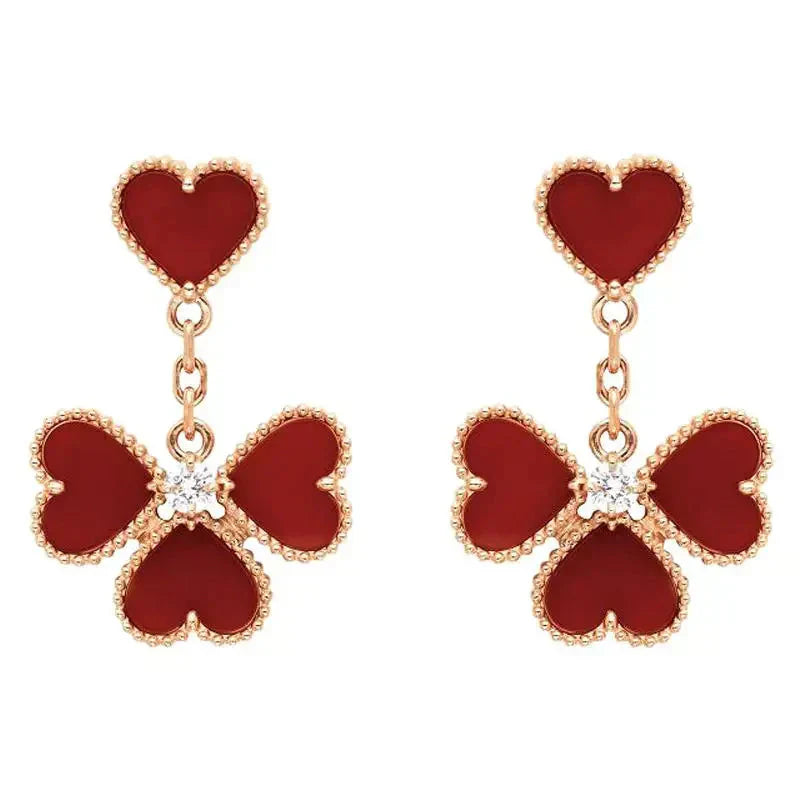 [Panda Jewelry]SWEET CLOVER CARNELIAN EARRINGS