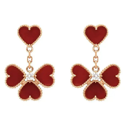 [Panda Jewelry]SWEET CLOVER CARNELIAN EARRINGS