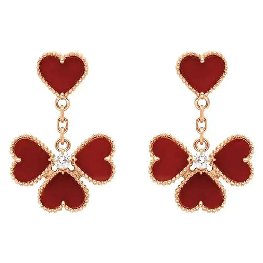 [Panda Jewelry]SWEET CLOVER CARNELIAN EARRINGS