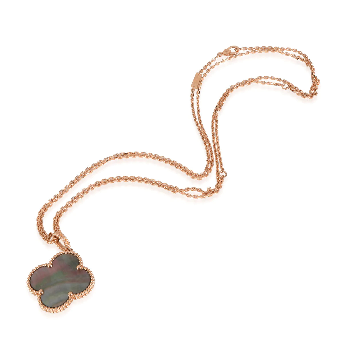 [Panda Jewelry]CLOVER 25MM GOLD DARK MOP BIG CLOVER NECKLACE
