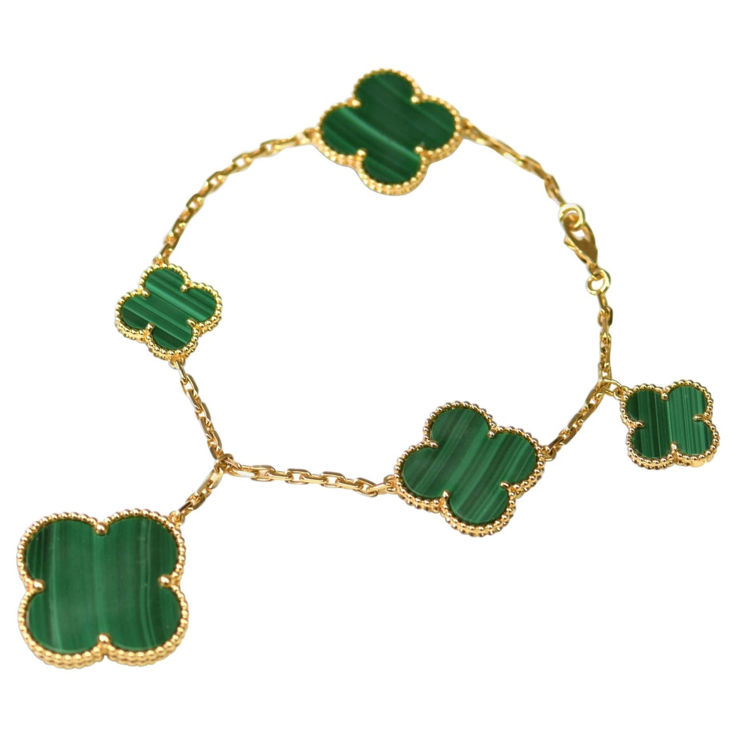 [Panda Jewelry]MAGIC CLOVER MALACHITE GOLD BRACELET 5 MOTIFS