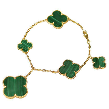 [Panda Jewelry]MAGIC CLOVER MALACHITE GOLD BRACELET 5 MOTIFS