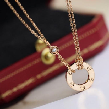 [Panda Jewelry]LOVE NECKLACE ADJUSTABLE ROSE GOLD 2 DIAMOND