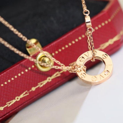 [Panda Jewelry]LOVE NECKLACE ADJUSTABLE ROSE GOLD 2 DIAMOND