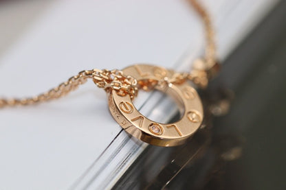 [Panda Jewelry]LOVE NECKLACE ADJUSTABLE ROSE GOLD 2 DIAMOND