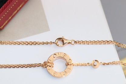 [Panda Jewelry]LOVE NECKLACE ADJUSTABLE ROSE GOLD 2 DIAMOND
