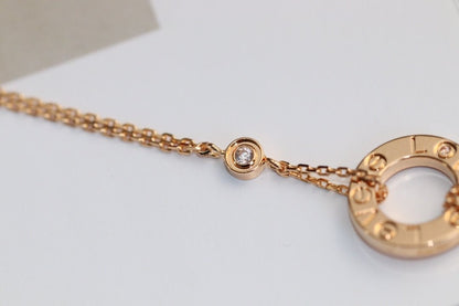 [Panda Jewelry]LOVE NECKLACE ADJUSTABLE ROSE GOLD 2 DIAMOND