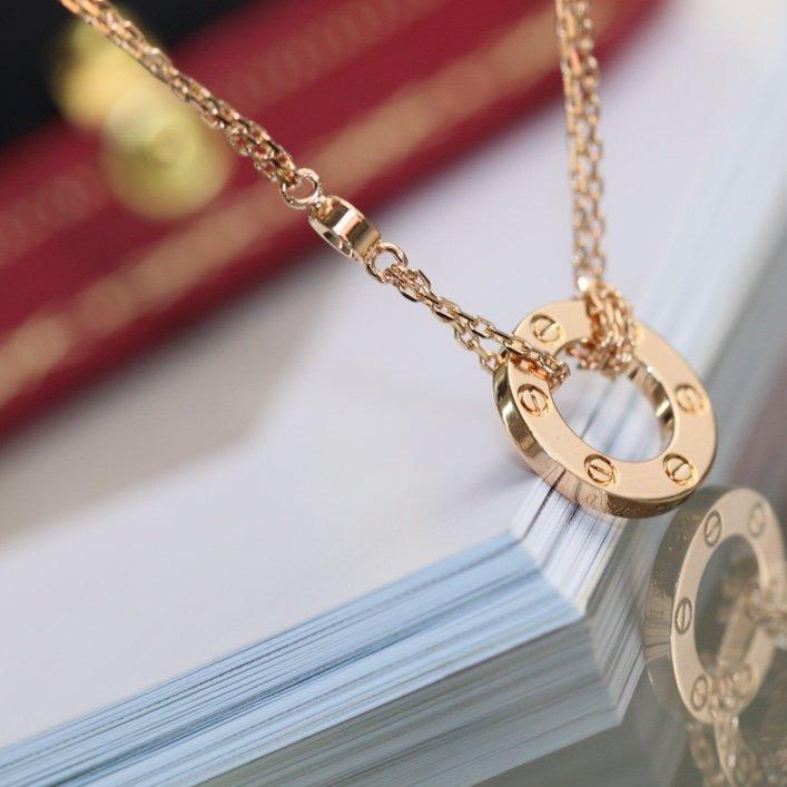 [Panda Jewelry]LOVE NECKLACE ADJUSTABLE ROSE GOLD 2 DIAMOND