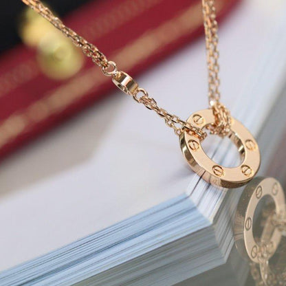 [Panda Jewelry]LOVE NECKLACE ADJUSTABLE ROSE GOLD 2 DIAMOND