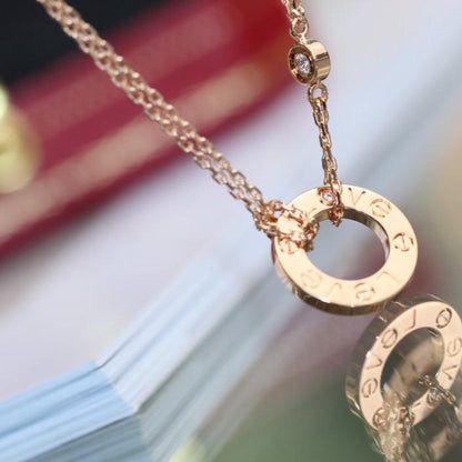 [Panda Jewelry]LOVE NECKLACE ADJUSTABLE ROSE GOLD 2 DIAMOND