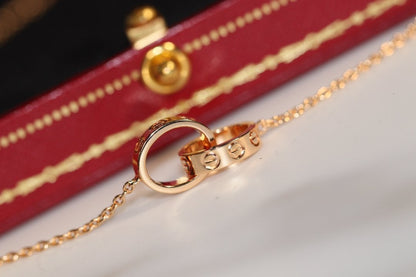 [Panda Jewelry]LOVE NECKLACE PINK GOLD AND SILVER