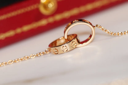 [Panda Jewelry]LOVE NECKLACE PINK GOLD AND SILVER