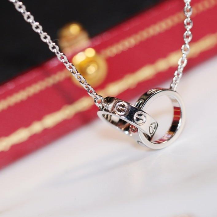 [Panda Jewelry]LOVE NECKLACE PINK GOLD AND SILVER