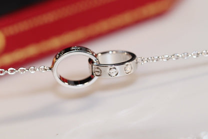 [Panda Jewelry]LOVE NECKLACE PINK GOLD AND SILVER