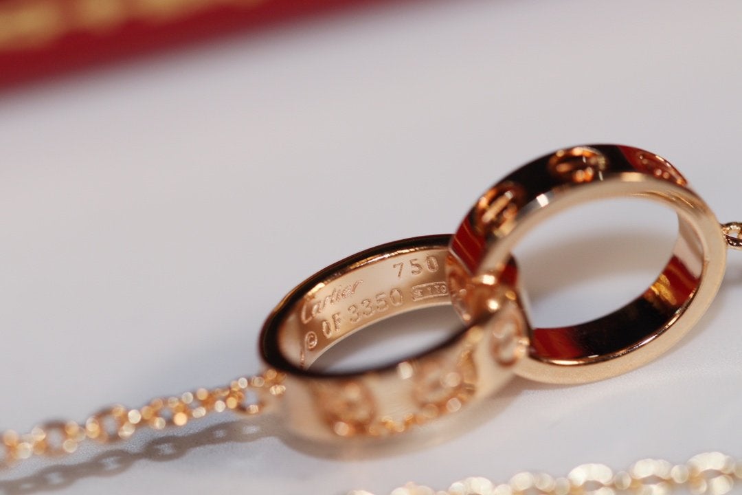 [Panda Jewelry]LOVE NECKLACE PINK GOLD AND SILVER