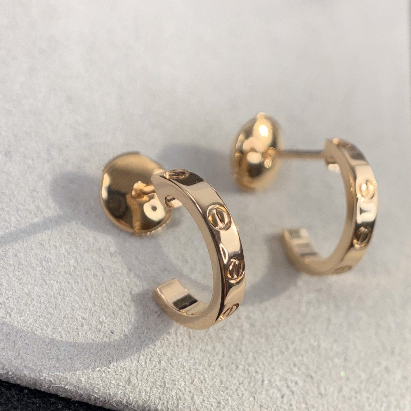[Panda Jewelry]LOVE EARRINGS 2.65MM PINK GOLD