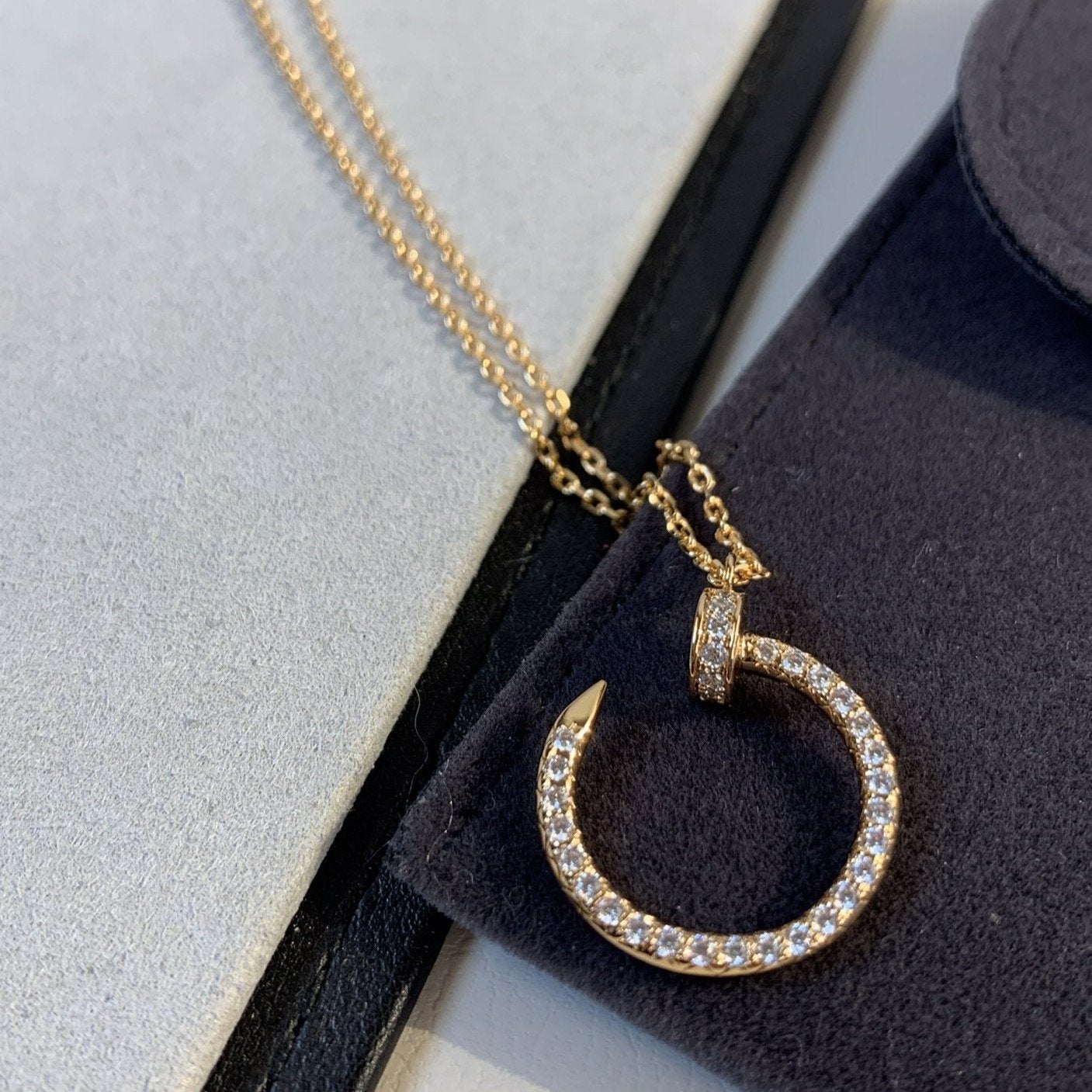 [Panda Jewelry]JUSTE NECKLACE PINK GOLD DIAMONDS