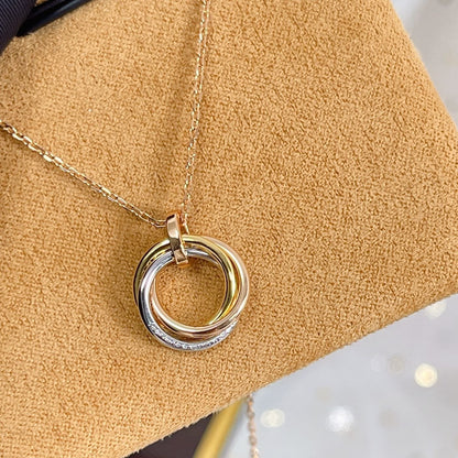 [Panda Jewelry]TRINITY NECKLACE SILVER GOLD PINK GOLD DIAMONDS