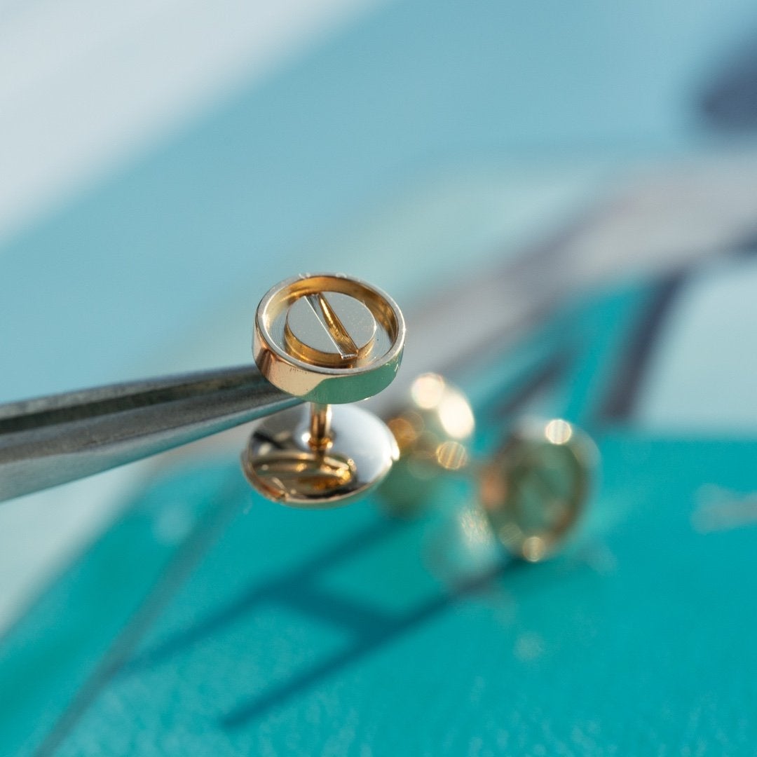 [Panda Jewelry]LOVE EARRINGS PINK GOLD 10MM