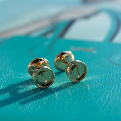 [Panda Jewelry]LOVE EARRINGS PINK GOLD 10MM
