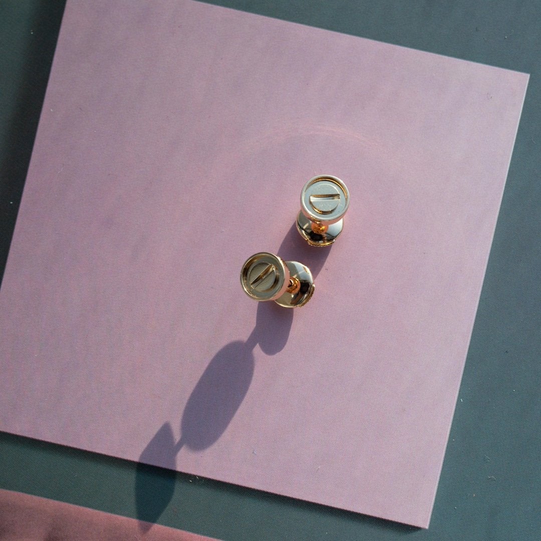 [Panda Jewelry]LOVE EARRINGS PINK GOLD 10MM