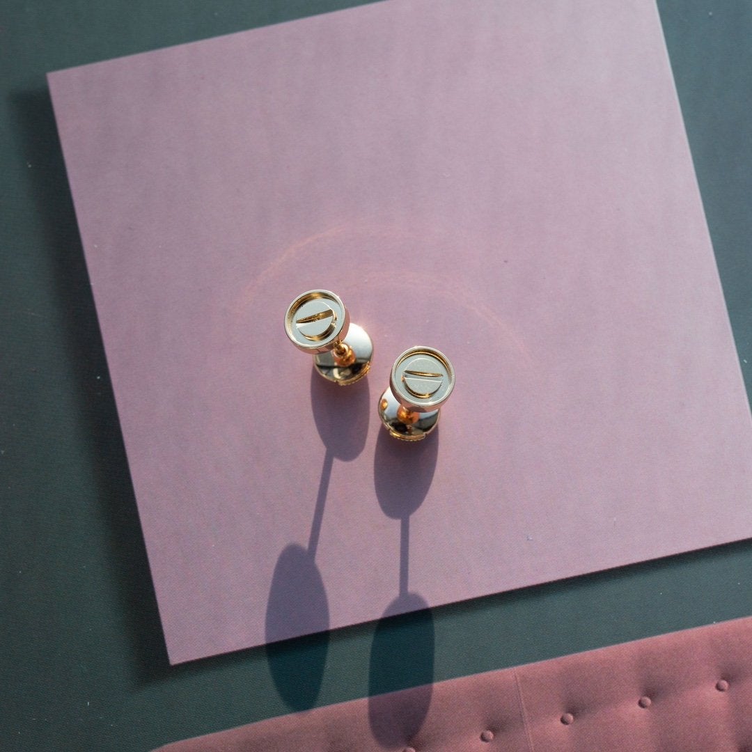 [Panda Jewelry]LOVE EARRINGS PINK GOLD 10MM