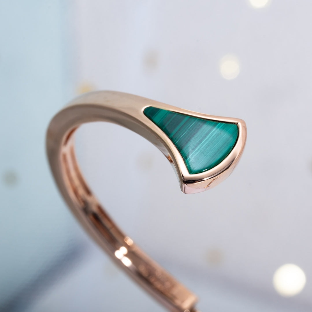 [Panda Jewelry]DREAM BRACELET OPEN MALACHITE PINK GOLD