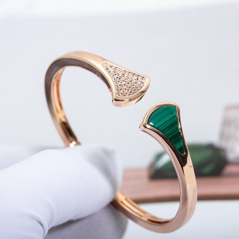 [Panda Jewelry]DREAM BRACELET OPEN MALACHITE PINK GOLD